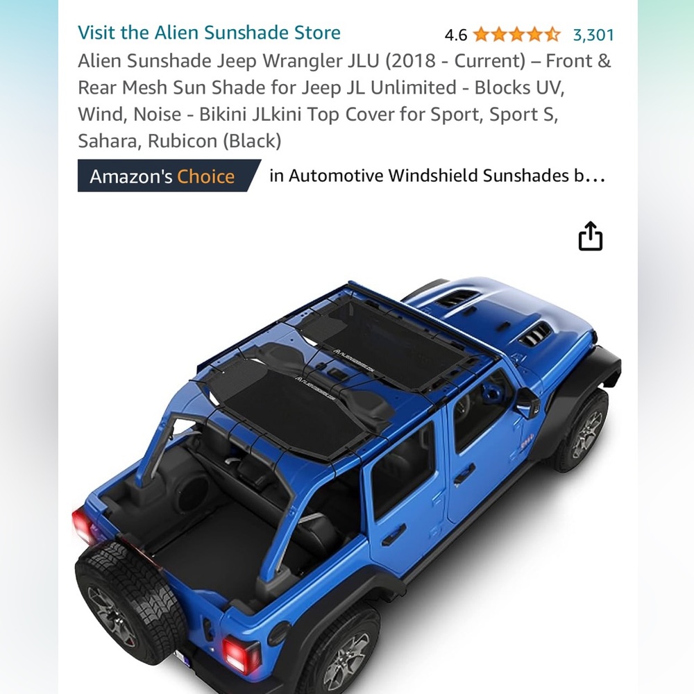 Brand new JLU sunshade for jeep wrangler !